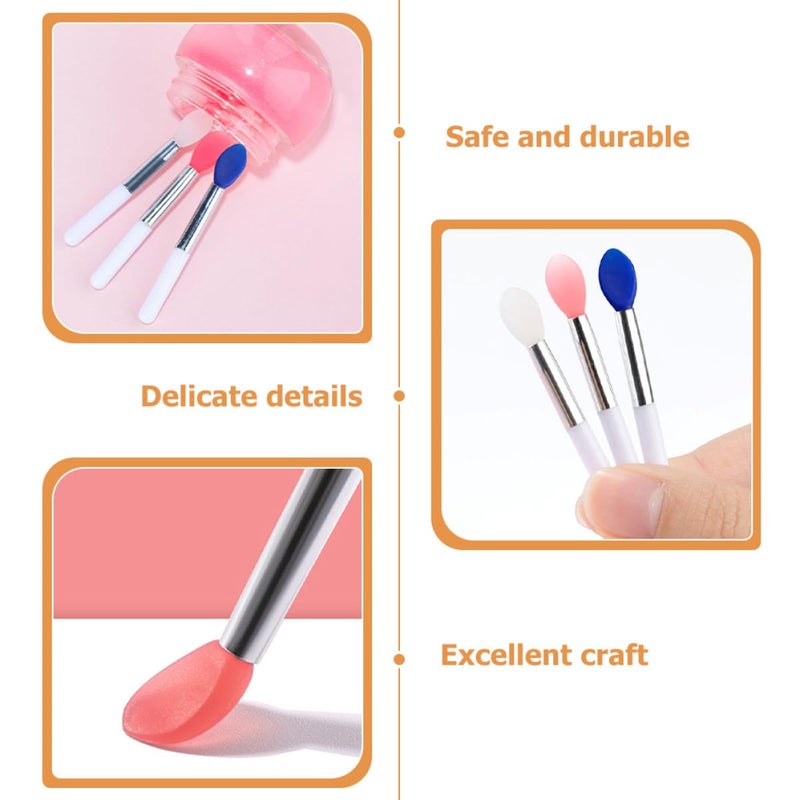 24pcs Portable Silicone Lip Brush Set Small Lip Mask Applicator and Gloss Applicator Tools for Women Makeup Wand for Precise and Balm Application Pink and Translucent Colors - Image 3