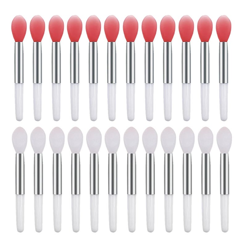 24pcs Portable Silicone Lip Brush Set Small Lip Mask Applicator and Gloss Applicator Tools for Women Makeup Wand for Precise and Balm Application Pink and Translucent Colors - Image 1