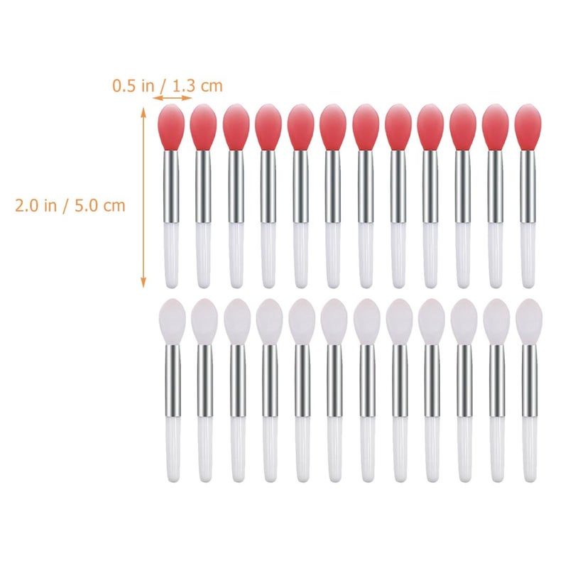 24pcs Portable Silicone Lip Brush Set Small Lip Mask Applicator and Gloss Applicator Tools for Women Makeup Wand for Precise and Balm Application Pink and Translucent Colors - Image 2