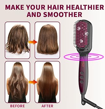 JAMIEWIN Hair Straighteners Brush for Women 30s Quick Heating Hair Straightening Brushes Gifts to Her Heated Hair Straighener Comb for Self Styling 250F450F Anti Scald - Image 3