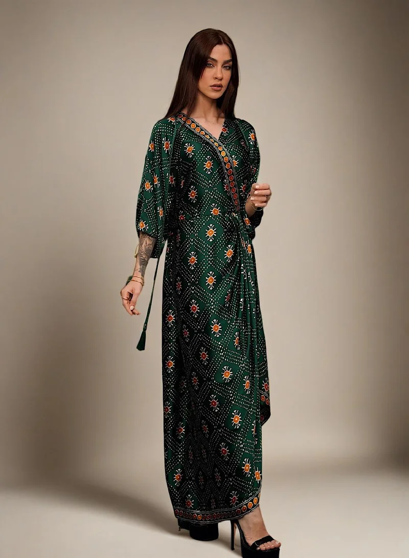 إكستاسي فستان مطبوع بكسرات