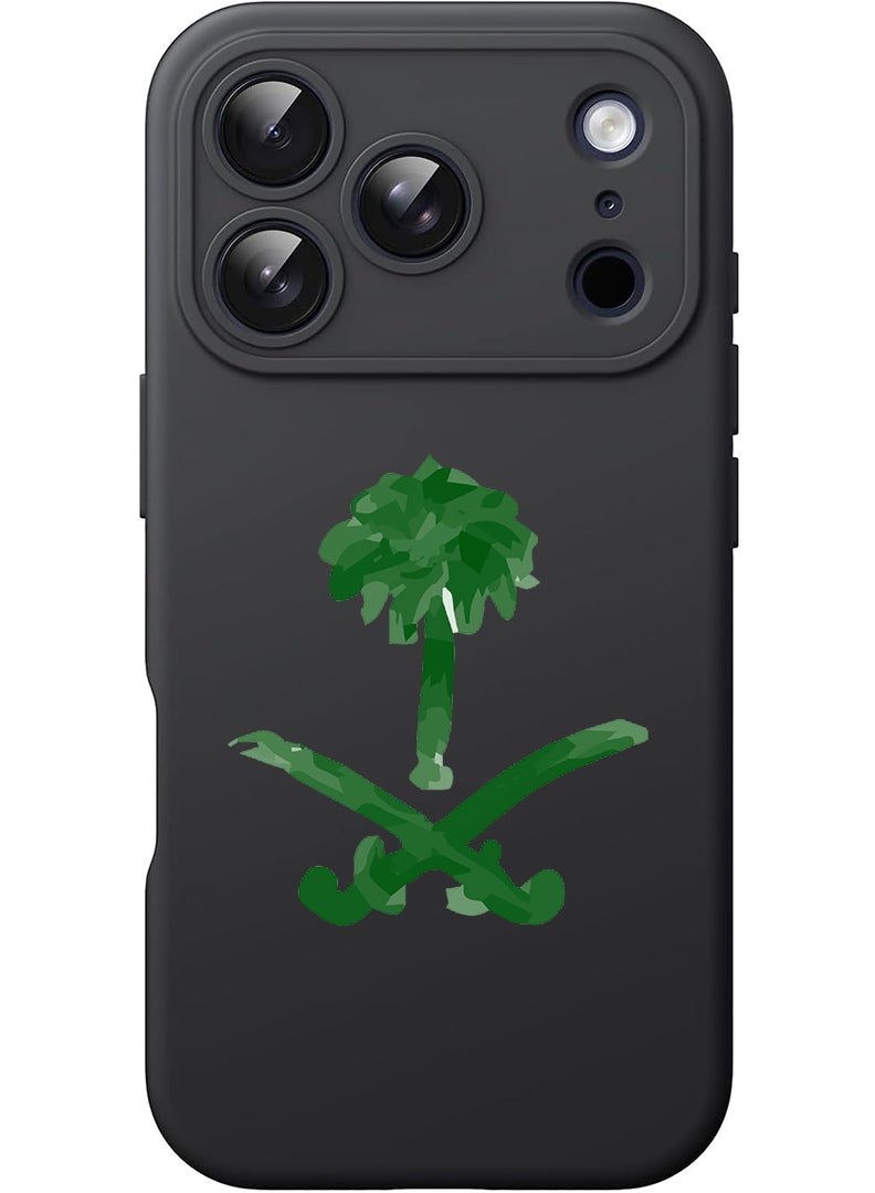 Theodor Protective Slim Fit Case Liquid Silicone Cover with Full Body Protection Anti-Scratch Shockproof Case For Apple iPhone 17 Pro (Black) KSA symbol - Image 1