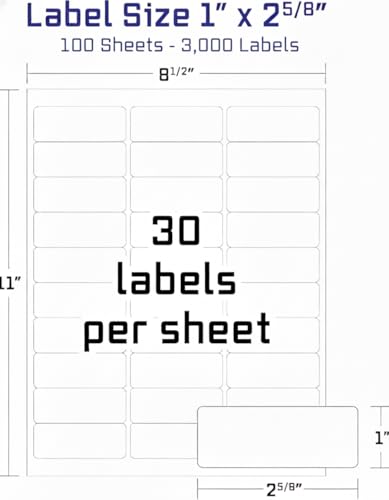 Blank Labels Easy Peeling Printable Address Shipping Labels, 2.625" x 1" | Customizable Sticker | White | 3,000 Blank Mailing and Shipping Labels | Inkjet and Laser Printer Guaranteed | Blank Labels - Image 1