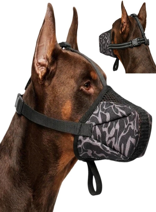 T'CHAQUE Anti Scavenging & Biting Soft Breathable Mesh Muzzle for Dogs, Escape Proof Muzzles for Large Sized Dog, Easy Training Starter Mussels with Head Fit & Durable Design for Doberman Rottweiler, XL - Image 1