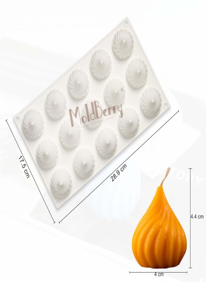 MoldBerry قالب موداك سيليكون من مولدبيري ذو 15 تجويفًا - قالب حلزوني الشكل لصنع الشموع يدويًا لعيد غانيش تشاتورثي، وزينة المهرجانات، والحرف اليدوية من الشمع والراتنج - عبوة واحدة - Image 2