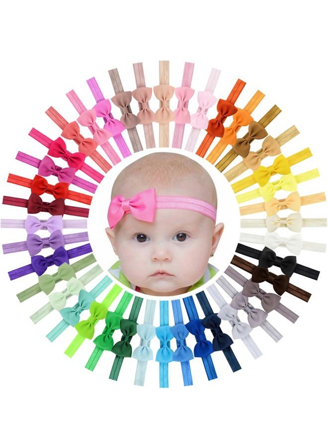 WillingTee Baby Girls Headbands Tiny Bows 2.75" Grosgrain Ribbon Hair Bow Hair Band Hair Accessories for Baby Girls Infants Toddlers Kids Newborns - Image 1