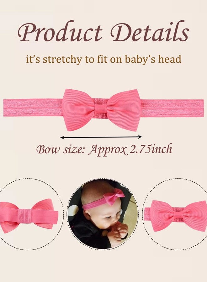 WillingTee Baby Girls Headbands Tiny Bows 2.75" Grosgrain Ribbon Hair Bow Hair Band Hair Accessories for Baby Girls Infants Toddlers Kids Newborns - Image 3