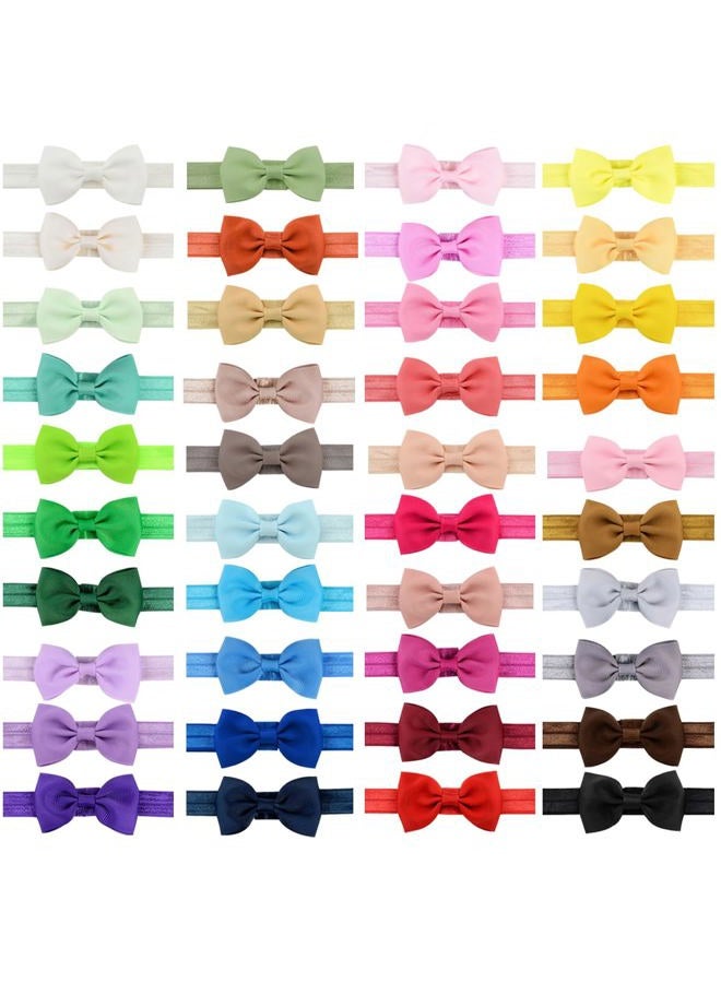 WillingTee Baby Girls Headbands Tiny Bows 2.75" Grosgrain Ribbon Hair Bow Hair Band Hair Accessories for Baby Girls Infants Toddlers Kids Newborns - Image 2
