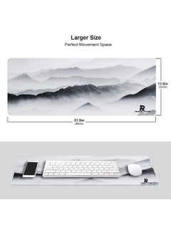 Rock Pow Gaming Mouse Pad Black and White Plum Bossom Cherry Blossom, Extended Large Mouse Mat Desk Pad, Stitched Edges Mousepad, Long Non-Slip Rubber Base Mice Pad 800X300X3MM  - Image 2