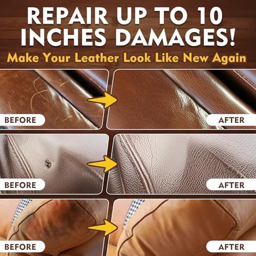 Vigorder Brown Leather Repair Kit for Furniture, Leather Couch Repair Kit for Car Interior, Sofa, Purse and Jacket, Restore Any Material with Super Easy Instructions to Fix Scratches, Tears, Holes, Peeling - Image 3