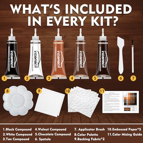 Vigorder Brown Leather Repair Kit for Furniture, Leather Couch Repair Kit for Car Interior, Sofa, Purse and Jacket, Restore Any Material with Super Easy Instructions to Fix Scratches, Tears, Holes, Peeling - Image 4