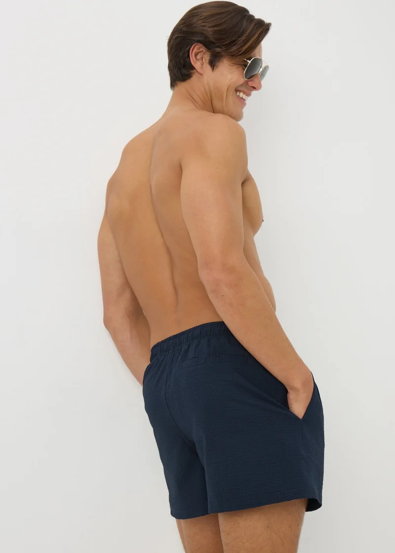 Matalan Navy Textured Seersucker Swim Shorts