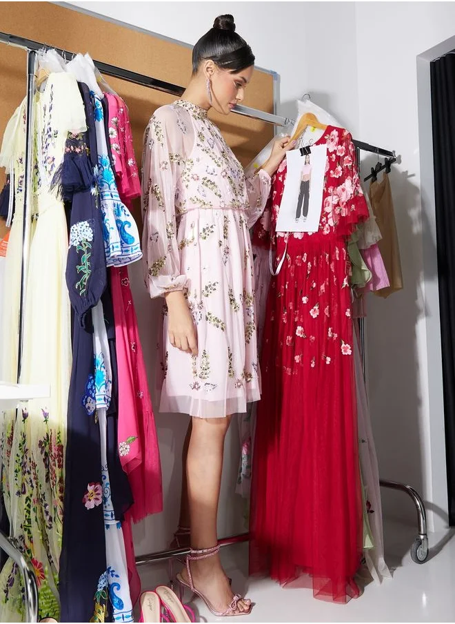Frock and Frill Floral Embellished Dress