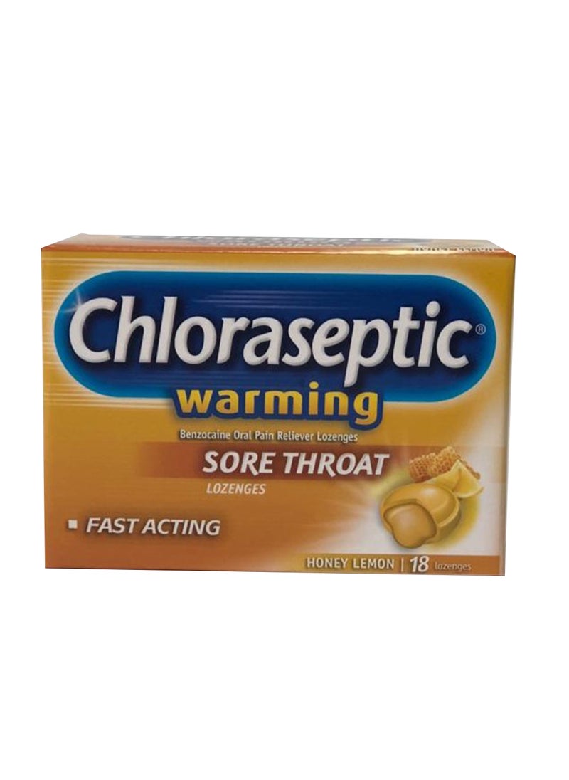 Chloraseptic Warming Sore Throat Lozenges, Honey Lemon-18'S[3X6'S Blisters]  - Image 1