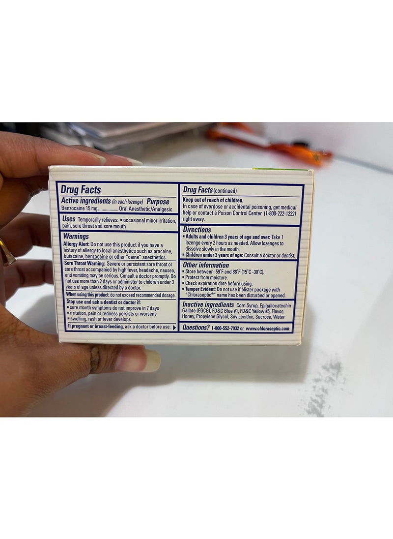 Chloraseptic Warming Sore Throat Lozenges, Honey Lemon-18'S[3X6'S Blisters]  - Image 3
