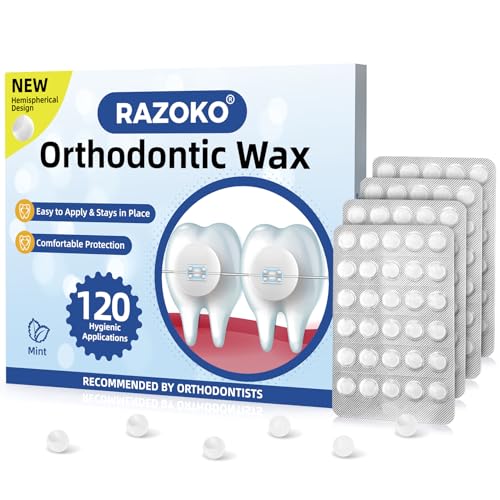 RAZOKO Orthodontic Wax for Braces Wax Dots 120 Individual Hygienic Packaging Dental Wax Mint - Image 1
