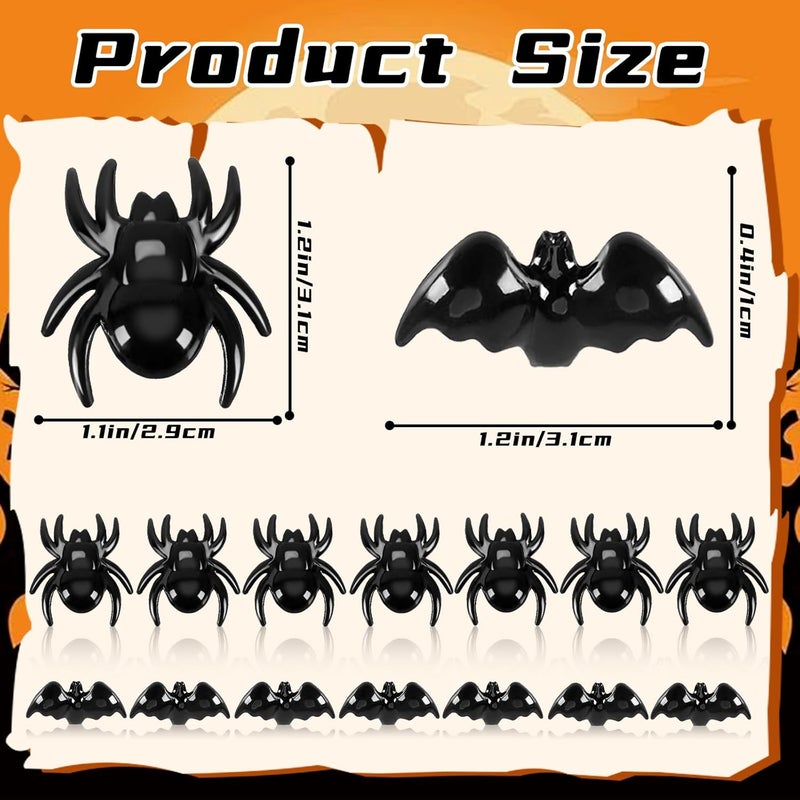 BOARDFEB 240Pcs Black Bats Spiders Acrylic Ornaments, Mini 3D Bat Spider Halloween Vase Filler Table Scatters for Scrapbooking Decorations Embellishment DIY Craft Party Favors Craft Supplies - Image 2