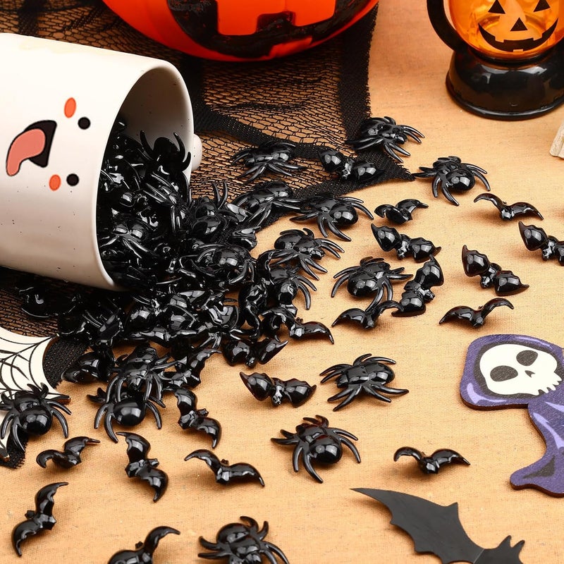 BOARDFEB 240Pcs Black Bats Spiders Acrylic Ornaments, Mini 3D Bat Spider Halloween Vase Filler Table Scatters for Scrapbooking Decorations Embellishment DIY Craft Party Favors Craft Supplies - Image 3