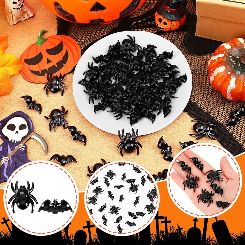BOARDFEB 240Pcs Black Bats Spiders Acrylic Ornaments, Mini 3D Bat Spider Halloween Vase Filler Table Scatters for Scrapbooking Decorations Embellishment DIY Craft Party Favors Craft Supplies - Image 5