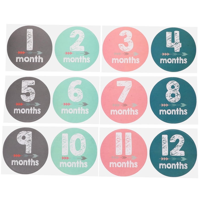 Newborn Baby Monthly Milestone Stickers Set Adhesive Photo Props Decal - Image 2