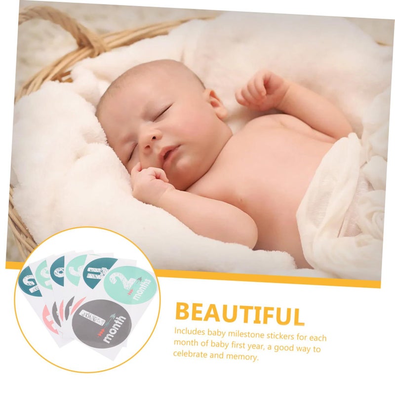 Newborn Baby Monthly Milestone Stickers Set Adhesive Photo Props Decal - Image 4