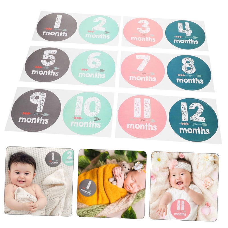Newborn Baby Monthly Milestone Stickers Set Adhesive Photo Props Decal - Image 3