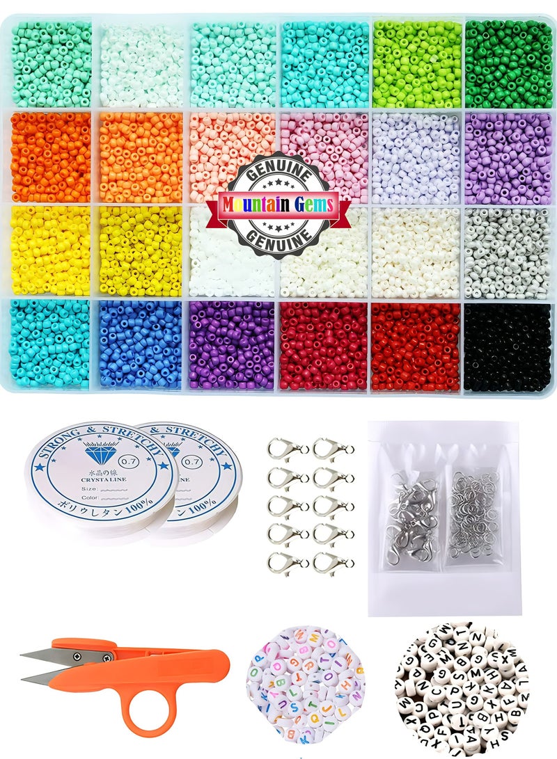 Mountain Gems Seed Beads Kit, Colors and Alphabet Letter Beads for Bracelet Jewelry Making - Image 1