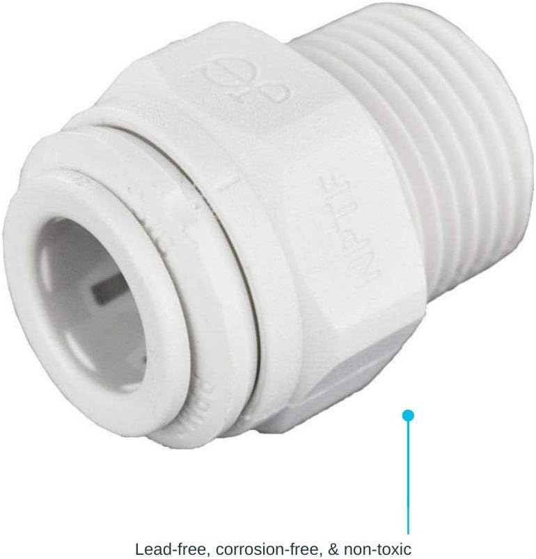 John Guest 3/8 Inch OD x 3/8 Inch NPT Straight Adapter, Push to Connect Plastic Plumbing Fitting, PP011223WP (Pack of 2) - Image 4