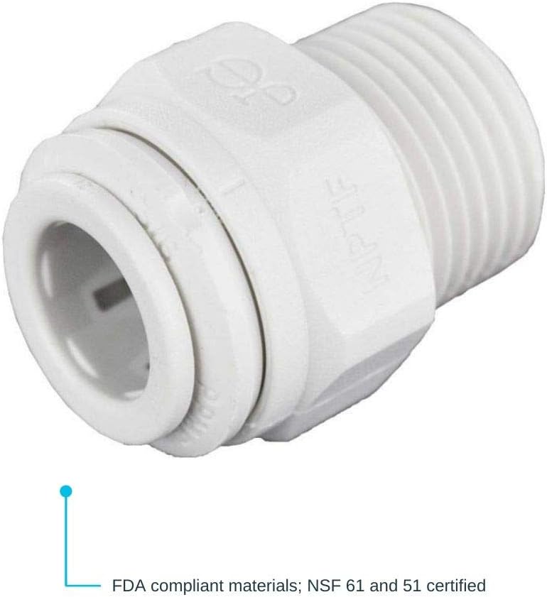 John Guest 3/8 Inch OD x 3/8 Inch NPT Straight Adapter, Push to Connect Plastic Plumbing Fitting, PP011223WP (Pack of 2) - Image 3