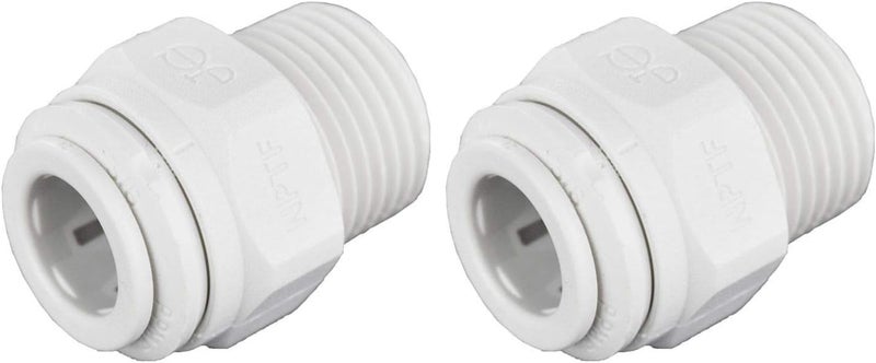 John Guest 3/8 Inch OD x 3/8 Inch NPT Straight Adapter, Push to Connect Plastic Plumbing Fitting, PP011223WP (Pack of 2) - Image 1