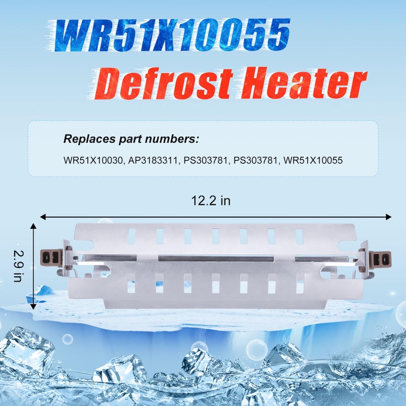 M Motico WR51X10055 Refrigerator Defrost Heater Kit,WR55X10025 Temperature Sensor,WR50X10068 Defrost Thermostat Replacement for General Electric Hotpoint Refrigerators Replaces WR51X10030 - Image 2