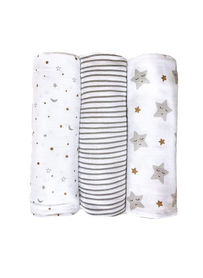 Masilo 100% Organic Cotton Swaddle Wrap New Born Swaddle Blanket Multiuse Muslin Cloth Swaddle Swaddle Gift Set Soft Baby Wrap Pack Of 3 42 X 42 Instar Gold  - Image 2
