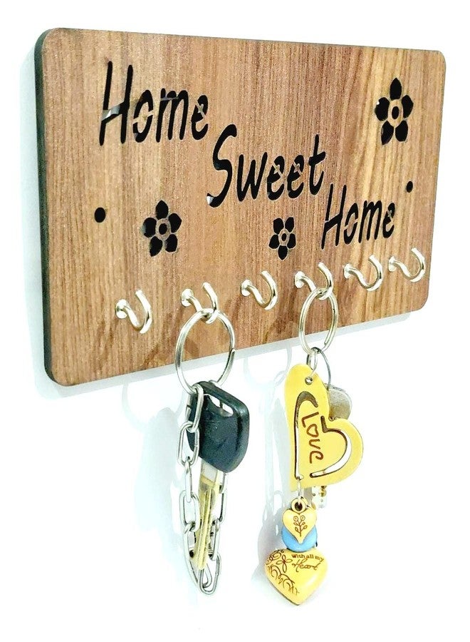 Kitchenwell HOME SWEET HOME Design key holder for wall & Home Decore (Key Stand, Brown, Pack of 1) - Image 1