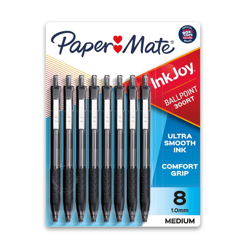 Paper Mate InkJoy 300RT Retractable Ballpoint Pens, Medium Point (1.0mm), Black, 8 Count - Image 1