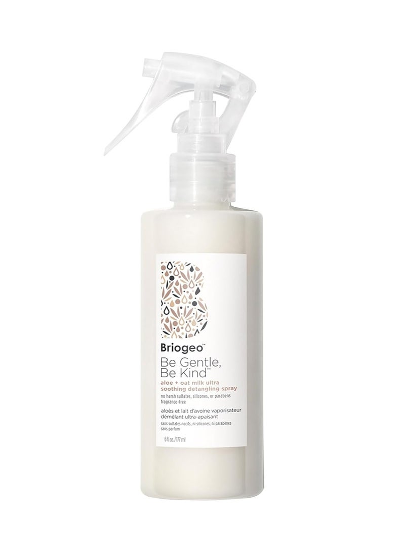 Briogeo Be Gentle, Be Kind Aloe + Oat Milk Ultra Soothing Detangling Spray, Hypoallergenic and Dermatologist-Approved Leave-In Spray, Fragrance Free, Vegan, Cruelty-Free, 6 fl oz - Image 1