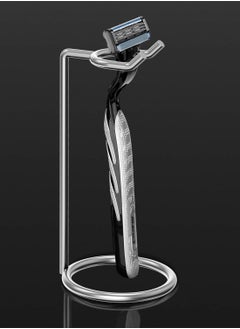 Linkidea Linkidea Stainless Steel Safety Razor Stand, Shaving Razor Holder, Deluxe Men's Travel Shaver Stand, Compatible with Long Handle Safety Razor, Fusion 5, ProShield, Mach 3 (Silver/Polished Chrome)  - Image 2