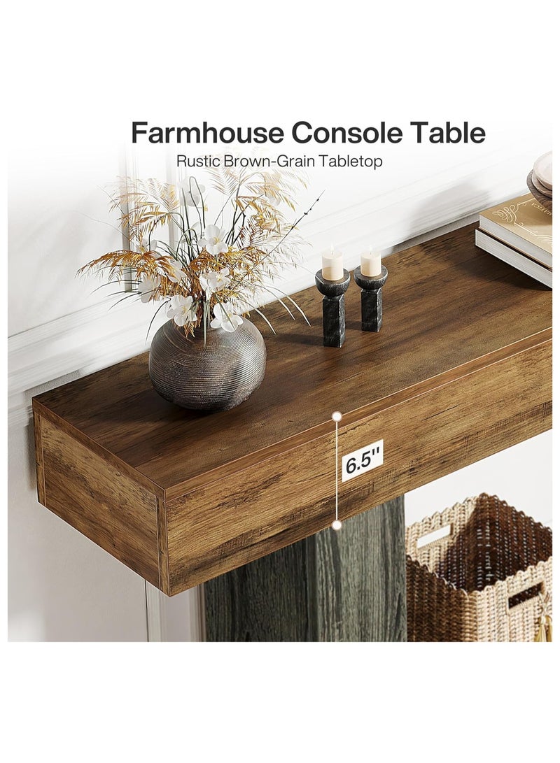 Chulovs 160cm Console Table, Farmhouse 2-Tier Entryway Table with U-Shaped Base, Narrow Long Wood Sofa Table for Behind Couch, Living Room, Hallway & Foyer - Image 4
