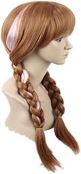juanxian Princess Anna Wig with Two Braids Brown Cosplay Wigs with Cap for Women  - Image 2