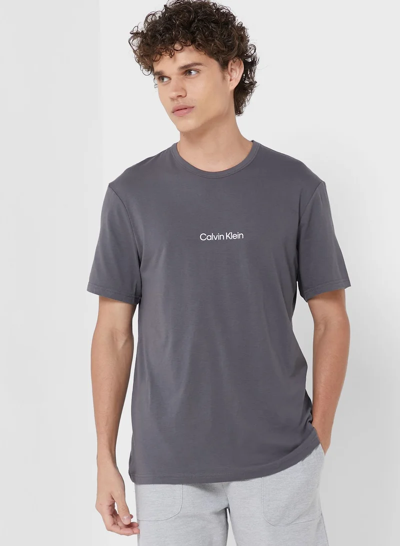 CALVIN KLEIN Logo Printed Crew Neck T-Shirt