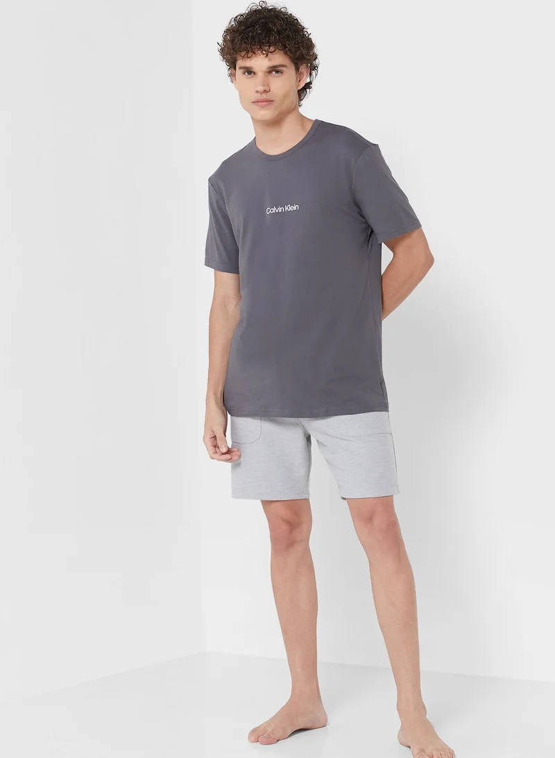 CALVIN KLEIN Logo Printed Crew Neck T-Shirt