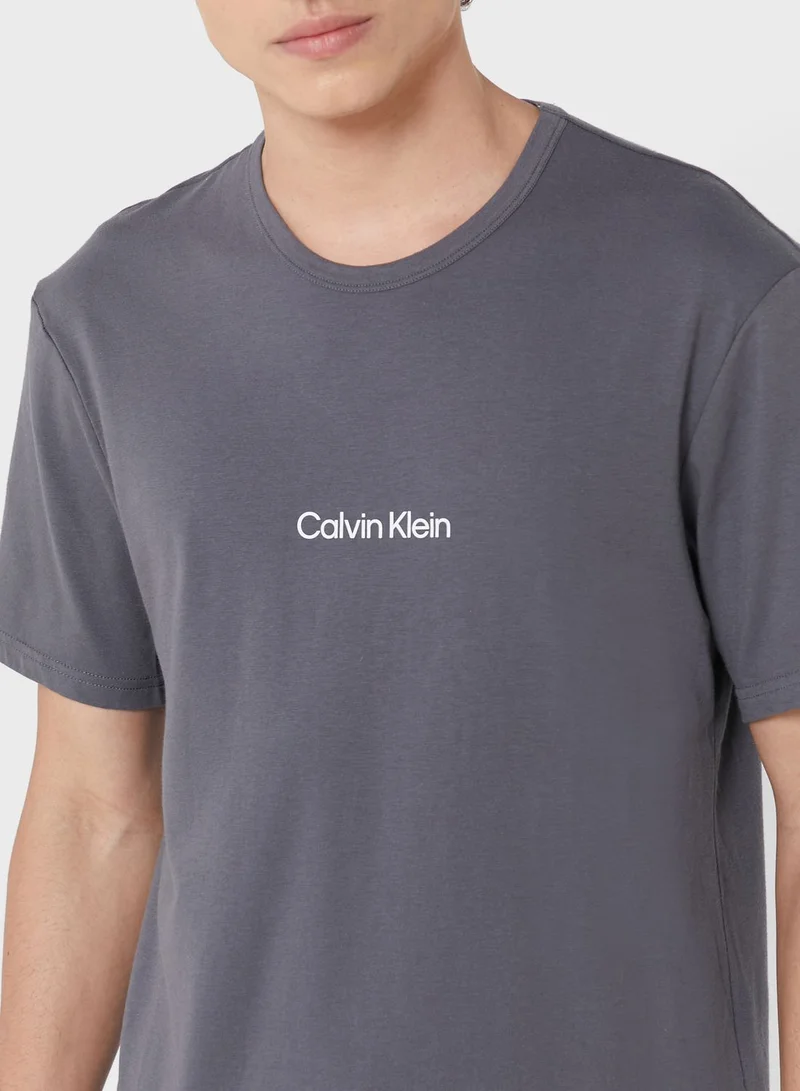 CALVIN KLEIN Logo Printed Crew Neck T-Shirt