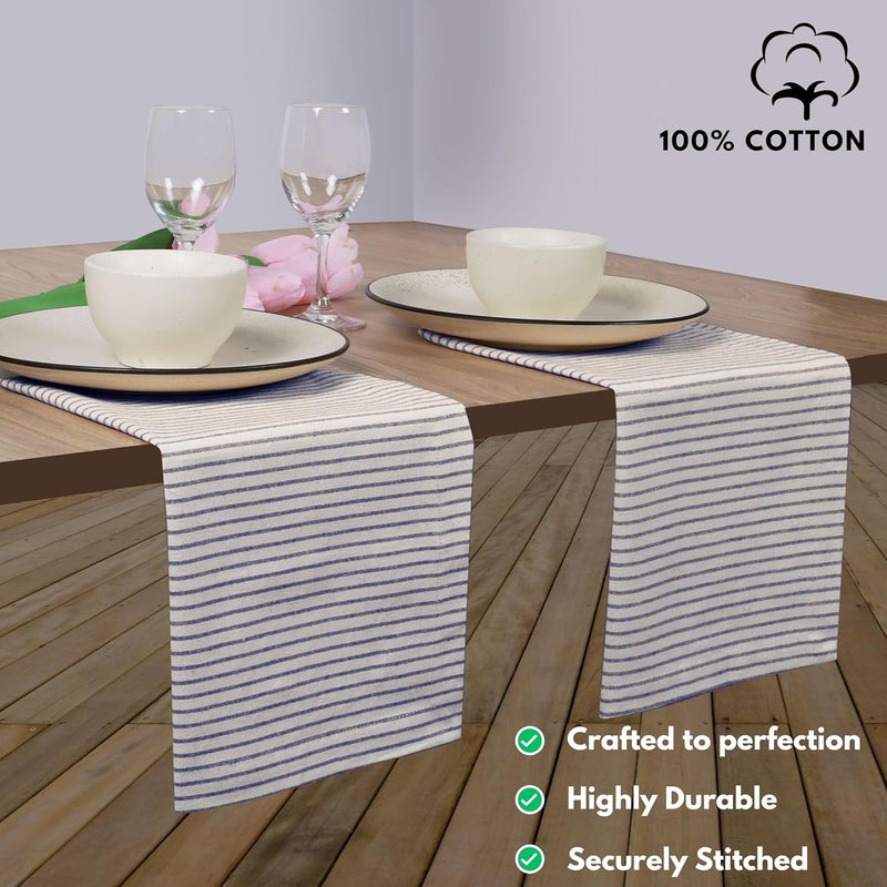 Native Fab Cloth Napkins 18x18 inches 100 Cotton Vintage Stripped Dinner Napkins Set of 4 Soft Breathable Absorbent Machine Washable Cloth Napkins Blue Beige - Image 4