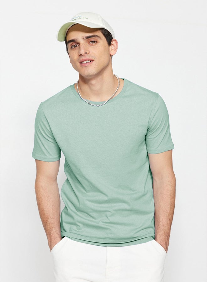 trendyol Basic Crew Neck Mint Slimfit T-shirt  100% Cotton - Image 1