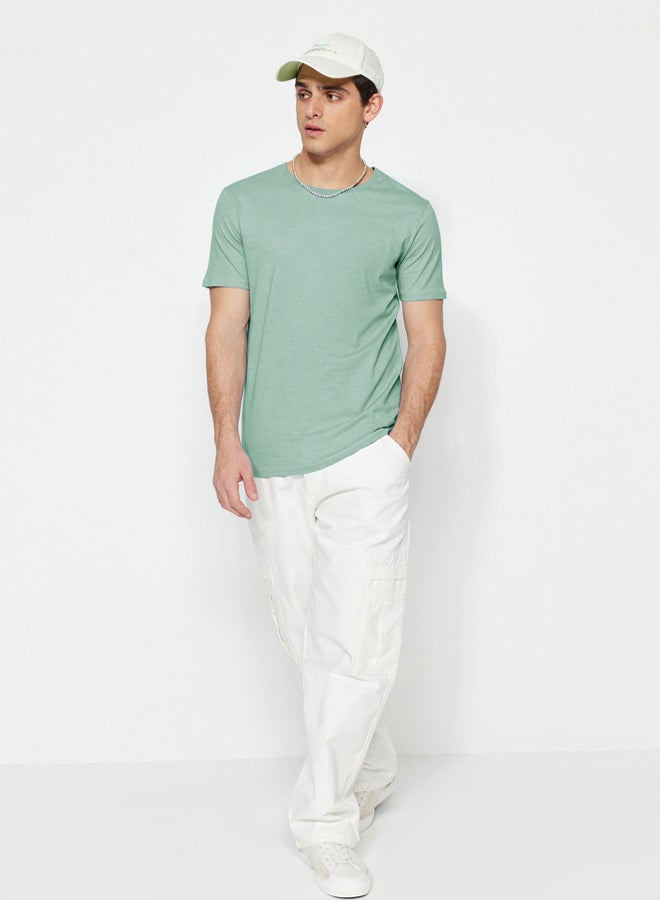 trendyol Basic Crew Neck Mint Slimfit T-shirt  100% Cotton - Image 3