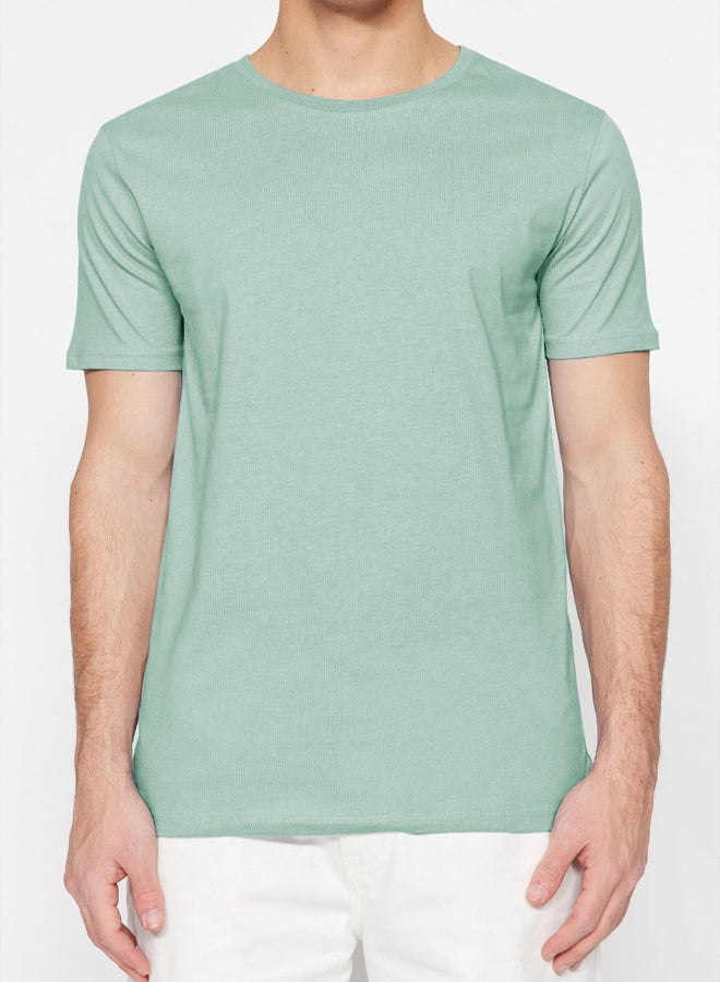 trendyol Basic Crew Neck Mint Slimfit T-shirt  100% Cotton - Image 5
