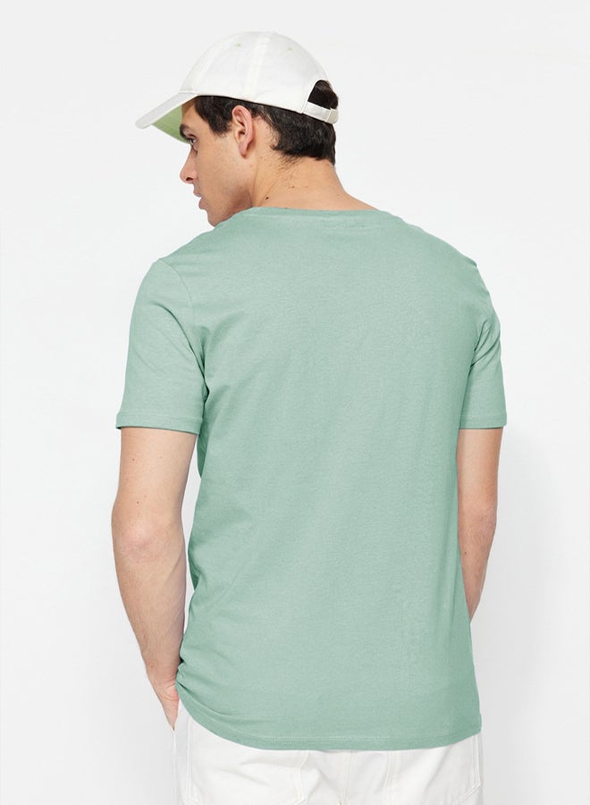 trendyol Basic Crew Neck Mint Slimfit T-shirt  100% Cotton - Image 2