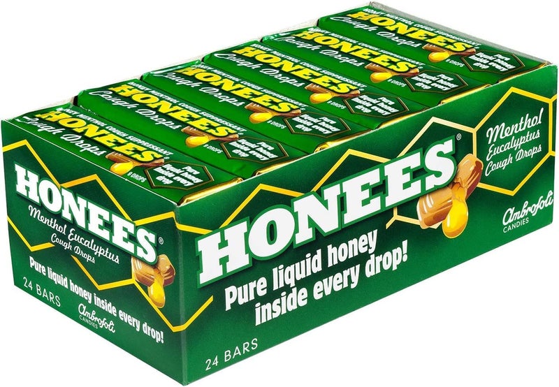 Honees Filled Menthol Cough Drops Honey Menthol Eucalyptus Cough Drops Natural Sore Throat Relief Nothing Artificial Throat Lozenges NonGMO Gluten Free 24 Pack 216 Drops - Image 3