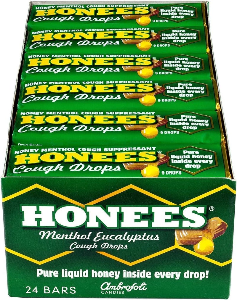 Honees Filled Menthol Cough Drops Honey Menthol Eucalyptus Cough Drops Natural Sore Throat Relief Nothing Artificial Throat Lozenges NonGMO Gluten Free 24 Pack 216 Drops - Image 4