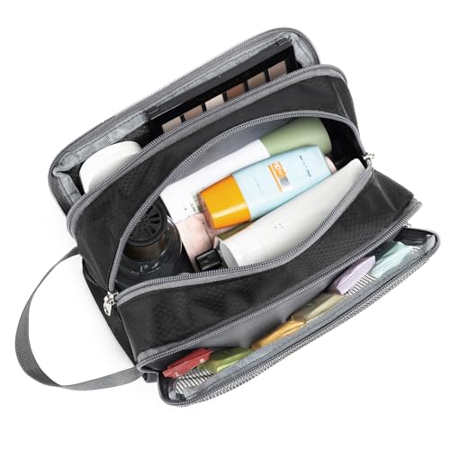 Yeiotsy Boys Toiletry Bag - Kids Travel Dopp Kit with Mesh Pockets, Compact Organizer for Gym, Camping, Hiking (Black) - Image 2