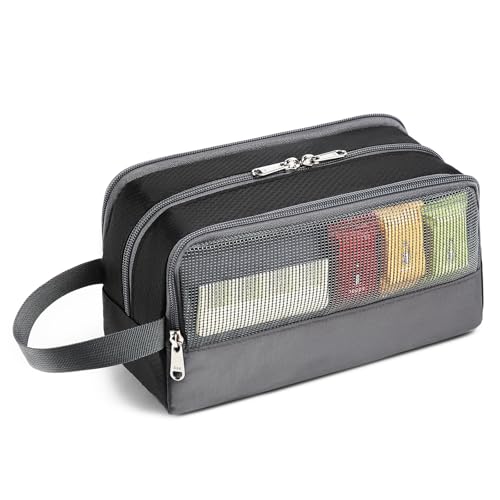Yeiotsy Boys Toiletry Bag - Kids Travel Dopp Kit with Mesh Pockets, Compact Organizer for Gym, Camping, Hiking (Black) - Image 3